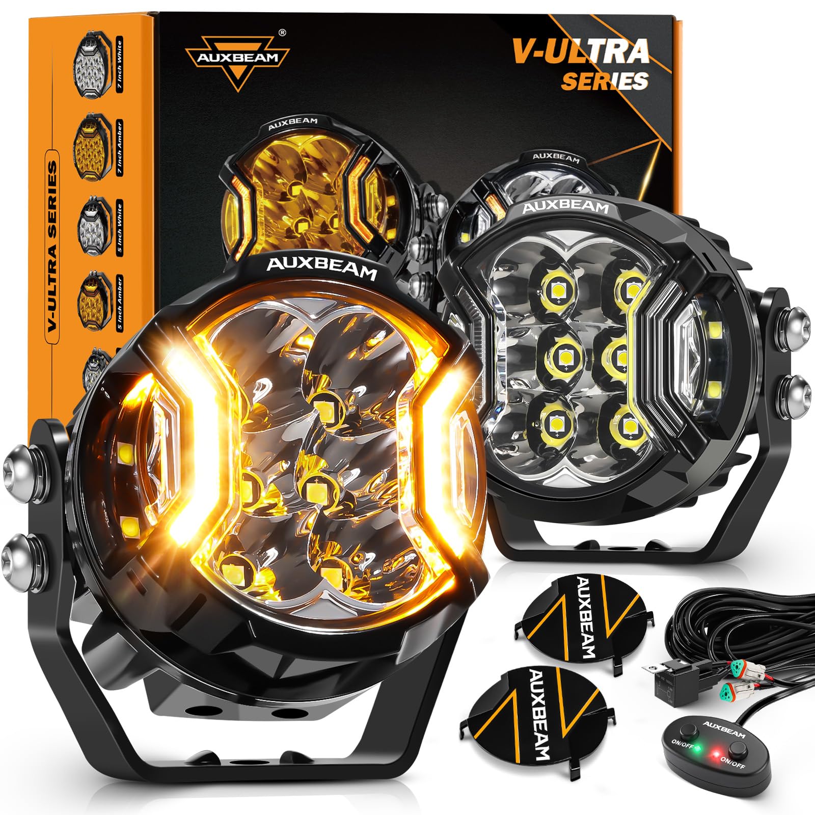 Photo 1 of Auxbeam V-Ultra Series 3" 108W Side Shooter LED Pods with Amber DRL 3 Modes & Light Covers 270 Degree Wide Range 12800LM Round Offroad Driving Light Bar for Truck Jeep ATV UTV, Pair