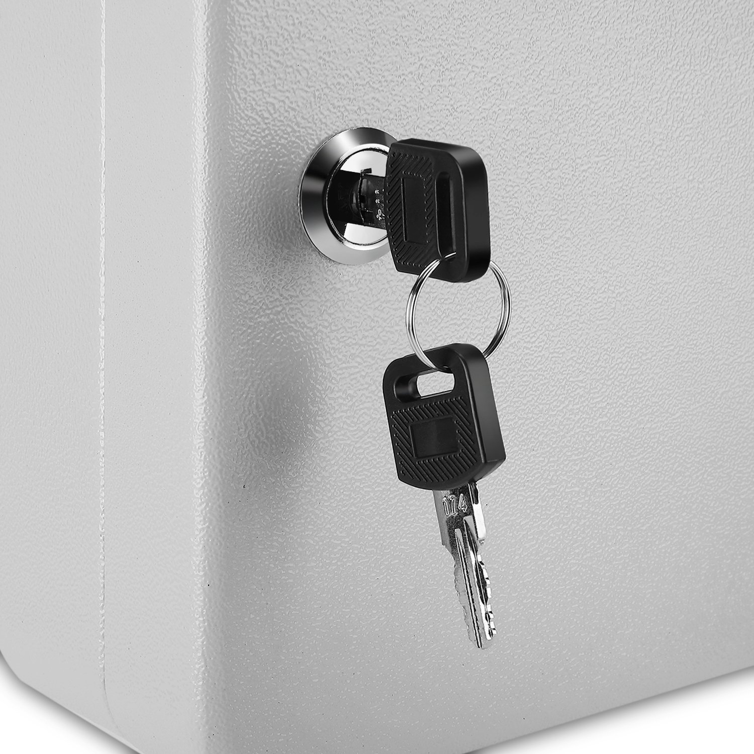 Flexzion Key Cabinet Steel Lock Box with 40 capacity Colored key Tags & Hooks - Wall Mounted Safe Organizer, Security Storage Lock Box System for Homes, Hotels, Schools or Business (Gray)