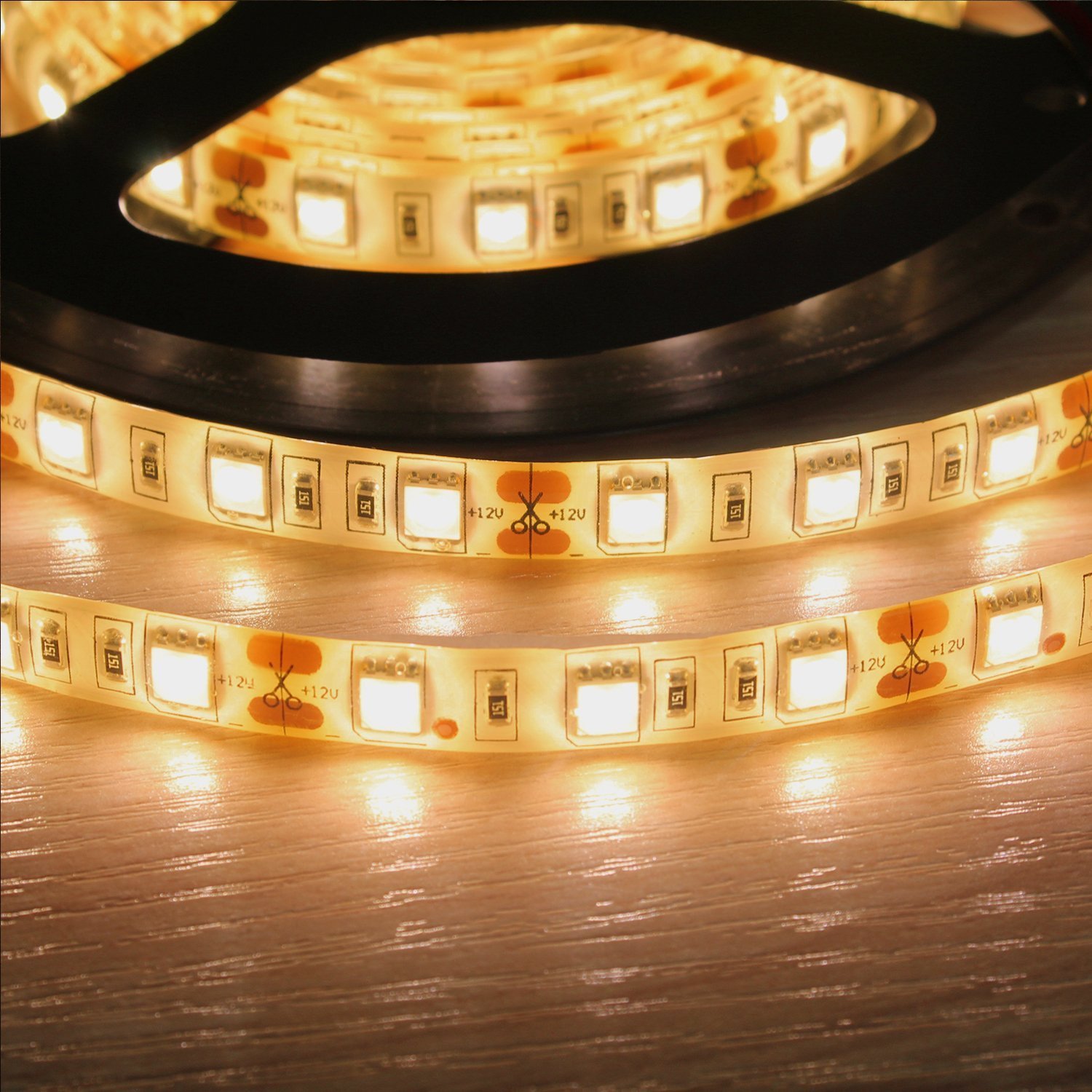 GALYGG Warm White SMD 5050 Waterproof LED Strip Lights with DC 12V 2A Power Adapter,16.4ft/5m 300 Units,Tape Light for Garden,Home,Kitchen,Car,Bar Lighting