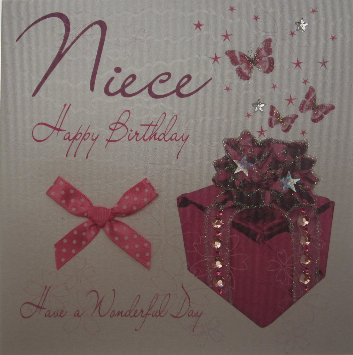 WHITE COTTON CARDS 1Piece Niece Handmade Birthday Card, Pink Pressie