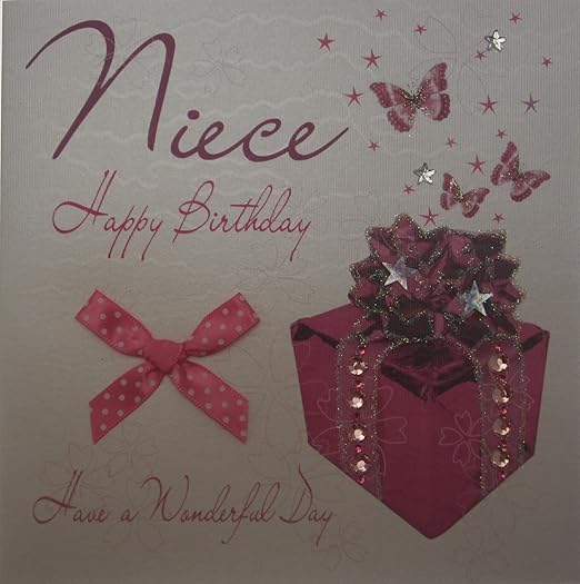 WHITE COTTON CARDS 1 Piece Niece Handmade Birthday Card Pink Pressie 