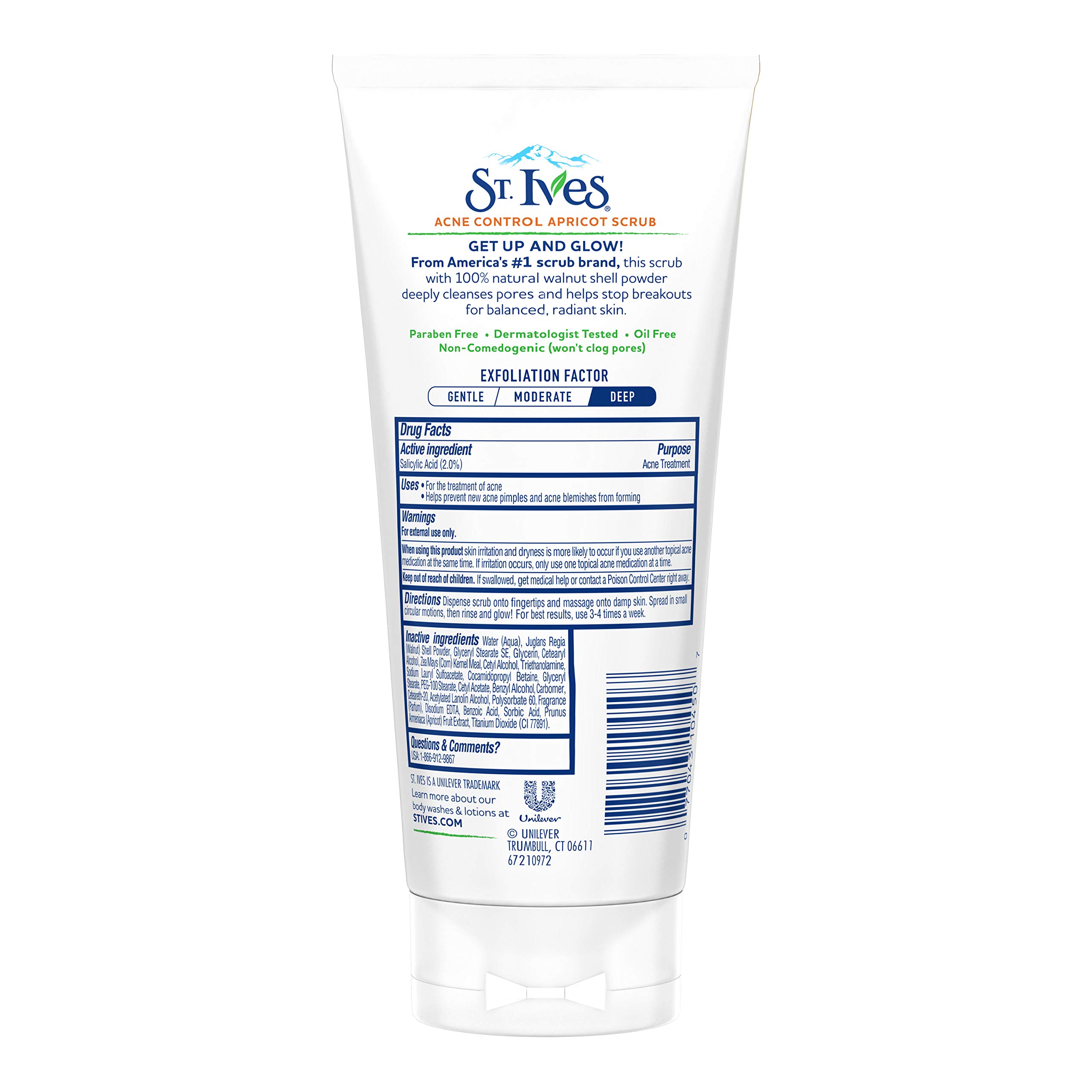 St. Ives Acne Control Face Scrub Deeply Exfoliates and Prevents Acne for Smooth, Glowing Skin Apricot Made with Oil-Free Salicylic Acid Acne Medication, Made with 100% Natural Exfoliants 6 oz