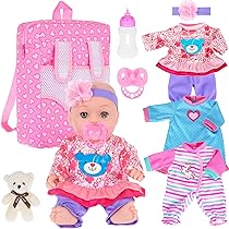ebuddy 12-inch Black Baby Doll with Clothes and Accessories