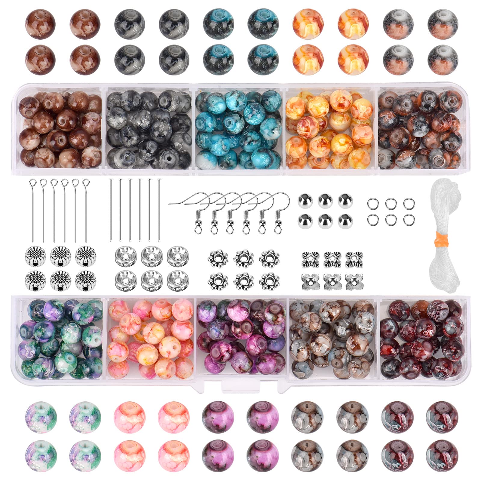 Latawon 8mm Crystal Bracelet and Earring Necklace Making Kit, DIY Stone and Natural Beads Kit