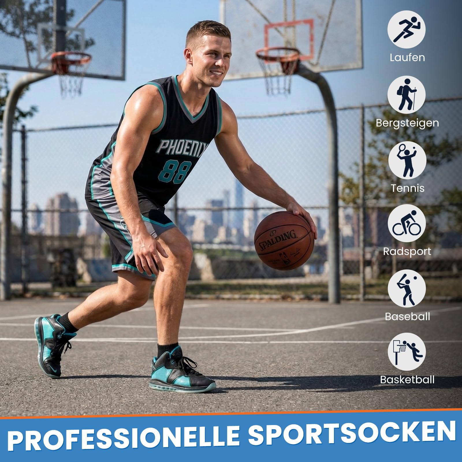 Stoeury Sneaker Socken Herren, Quarter Socken mit Frotteesohle, Atmungsaktive Sportsocken aus Baumwolle mit Nahtlose Zehen, Tennissocken für Laufen Wandern, 6 Paar, Schwarz, 43-46 7