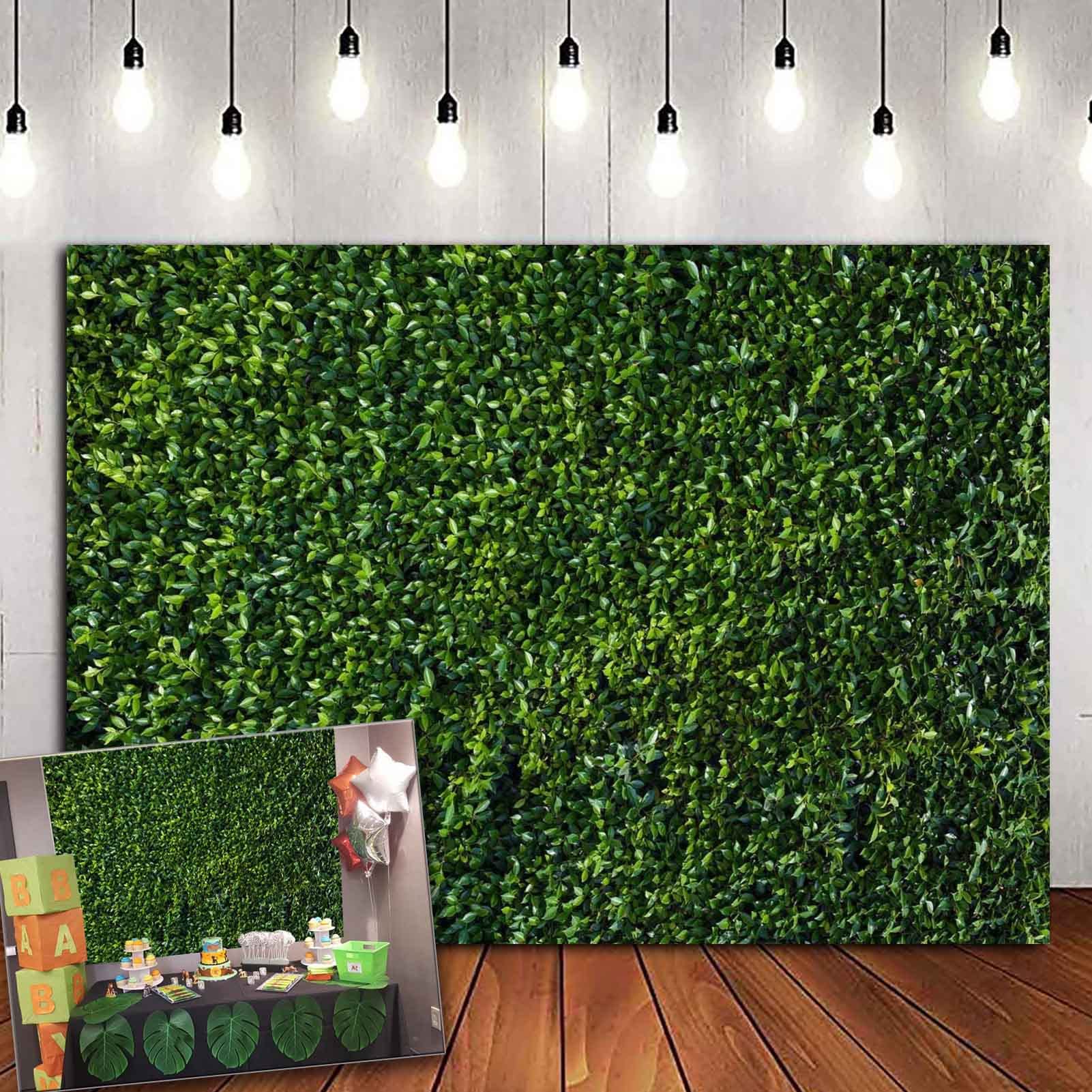 Photo 1 of HQM 7x5FT Polyester Nature Spring Green Leaves Theme Photo Background Wedding Birthday Party Newborn Baby Shower Photography Backdrops Zoo Decor Shoot Props Bannner