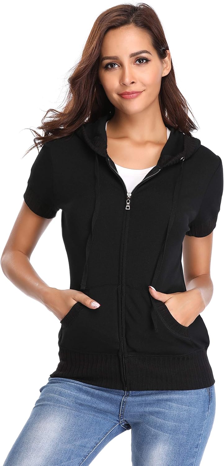 short sleeve hoodie zip up