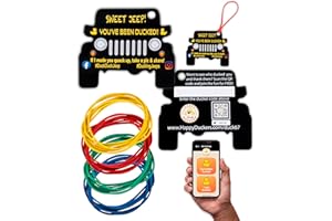 HAPPY DUCKERS Jeep Ducks for Ducking - Jeep Duck Tags - 100 Piece Kit - Jeep Jeep Duck Tags for Rubber Ducks and Jeep Ducking - Official Duck Duck Jeep Mobile App Included (Black Jeep Card)
