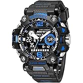 AIMES Mens Watches Sports Outdoor Waterproof Military Watch for Men Tactical Watch Analog Digital Date Alarm Stopwatch Multi-Function Tactics Big Face Wristwatch for Men