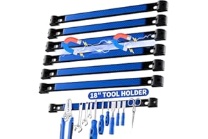 FLYVOLE 6 Pack 18" Upgraded Magnetic Tool Holder Strip, Wall Mount Magnetic Strips Heavy Duty, Magnetic Tool Organizer Pry Bar Holder for Garage Workshop Kitchen, Mounting Screws Included (18" Blue)