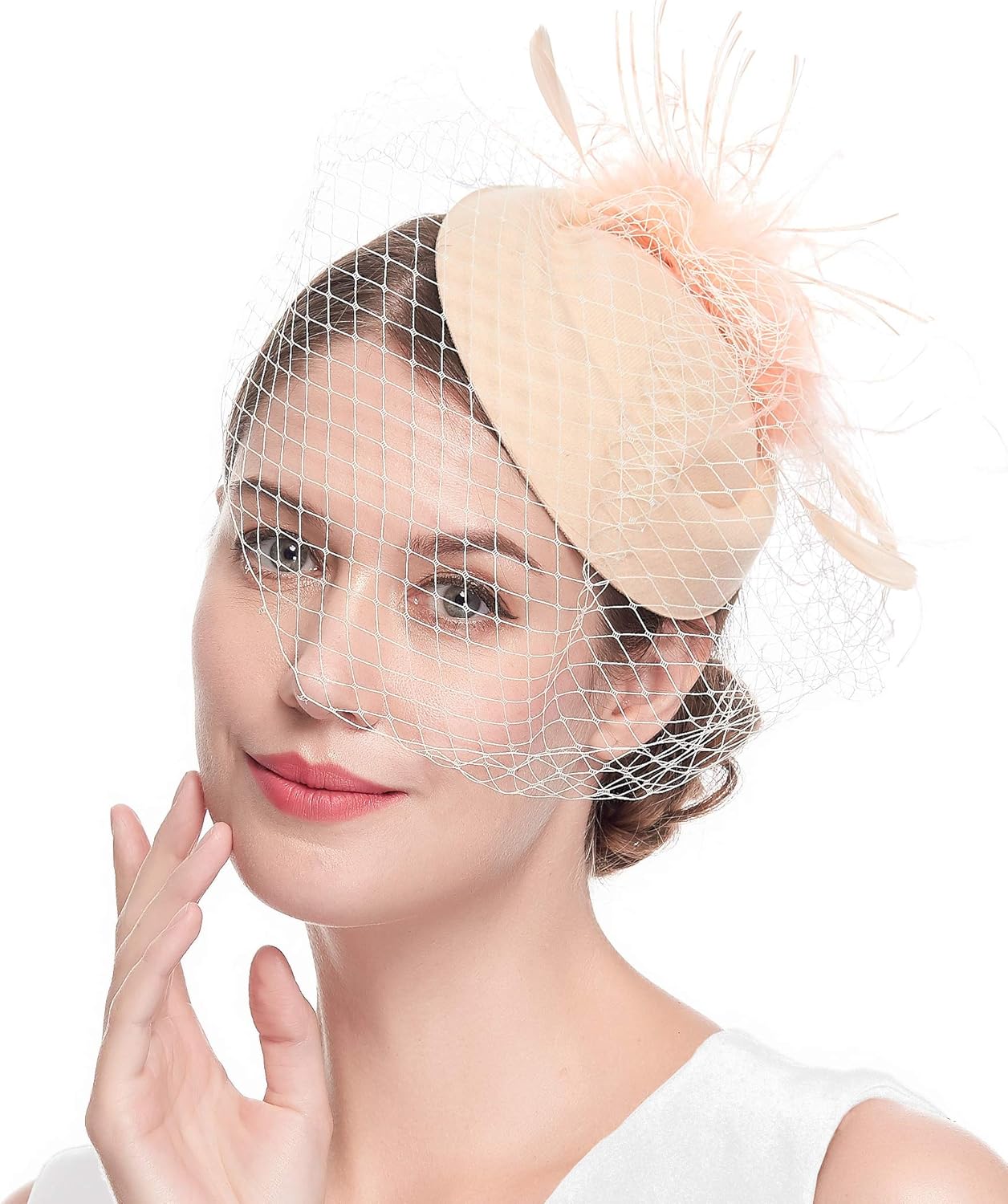 Fascinators Hats 20s 50s Hat Pillbox Hat Cocktail Tea Party Headwear with Veil for Girls and Women