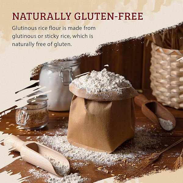 52USA GLUTINOUS RICE FLOUR 16 OUNCE (BASIC), 1 POUND (PACK OF 1), RICE FLOUR FOR BAKING OR COOKING, PRODUCT OF THAILAND, ALL NATURAL WHITE RICE FLOUR, VEGAN