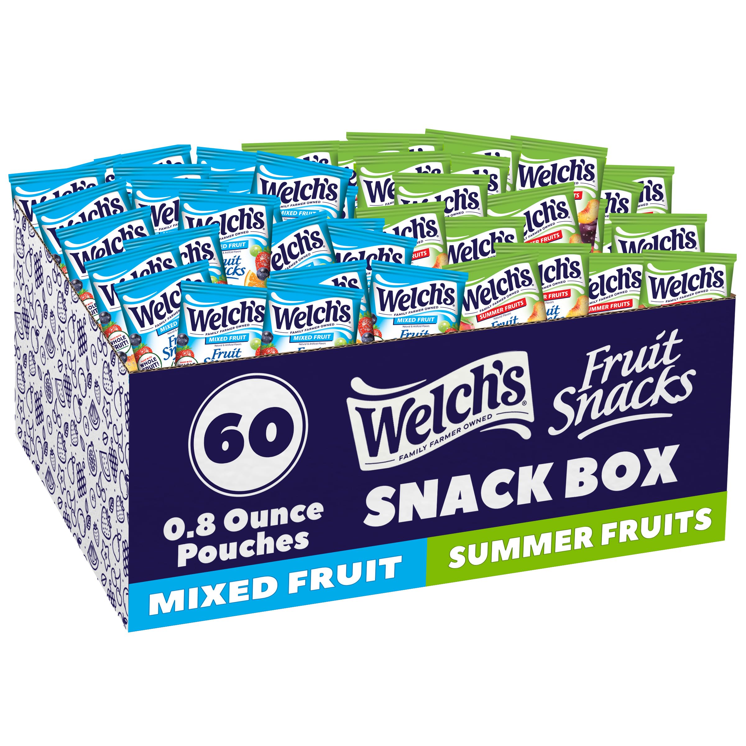View 1 of **BB 4/13/2026**Welch's Fruit Snacks, Mixed Fruit & Summer Fruits Snack Box, Gluten Free, 0.8oz Snack Packs (Pack of 60)