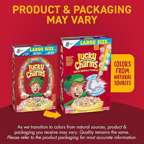 LUCKY CHARMS GLUTEN FREE CEREAL WITH MARSHMALLOWS, KIDS BREAKFAST CEREAL, MADE WITH WHOLE GRAIN, LARGE SIZE, 14.9 OZ