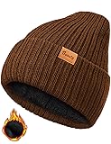Brown Beanie Hats for Men Women Thermal Stocking