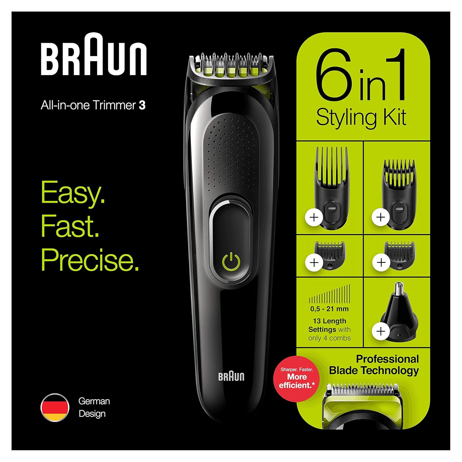 braun mgk3221 all in one beard trimmer & hair clipper grooming kit