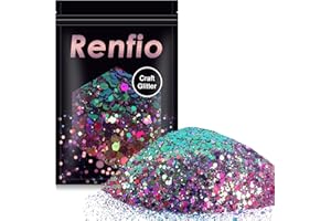 Renfio Chameleon Chunky Glitter Mixed Fine Powder Color Shift PET Flake Hexagon Glitters Sequins Resin Pigment Chips Dust for