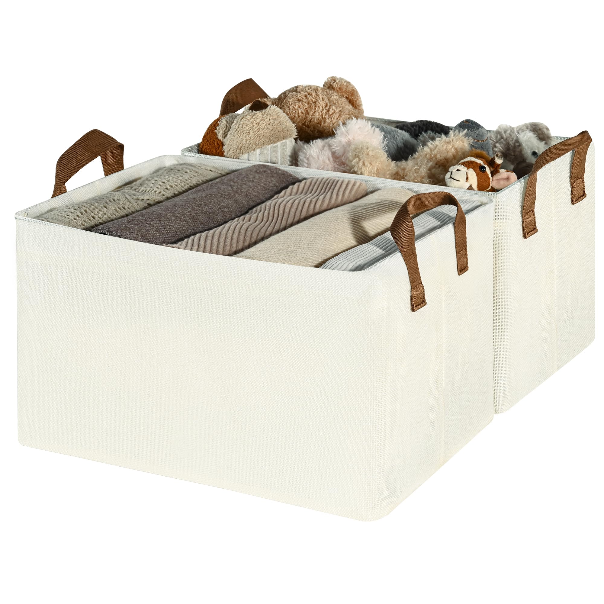 Photo 1 of GRANNY SAYS Storage Baskets for Shelves, Closet Organizer Bins, Clothes Storage Bins with Metal Frame, Large Baskets for Organizing and Storage, Collapsible, Ivory, 2-Pack