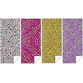 4 Pack Towels for Bathroom, Beach Towel, Microfiber Lightweight Beach Towels Oversized, Towel Accessories for Christmas Halloween Favors Camping 32x71 IN, Rainbow Leopard Colorful Neon Cheetah Print