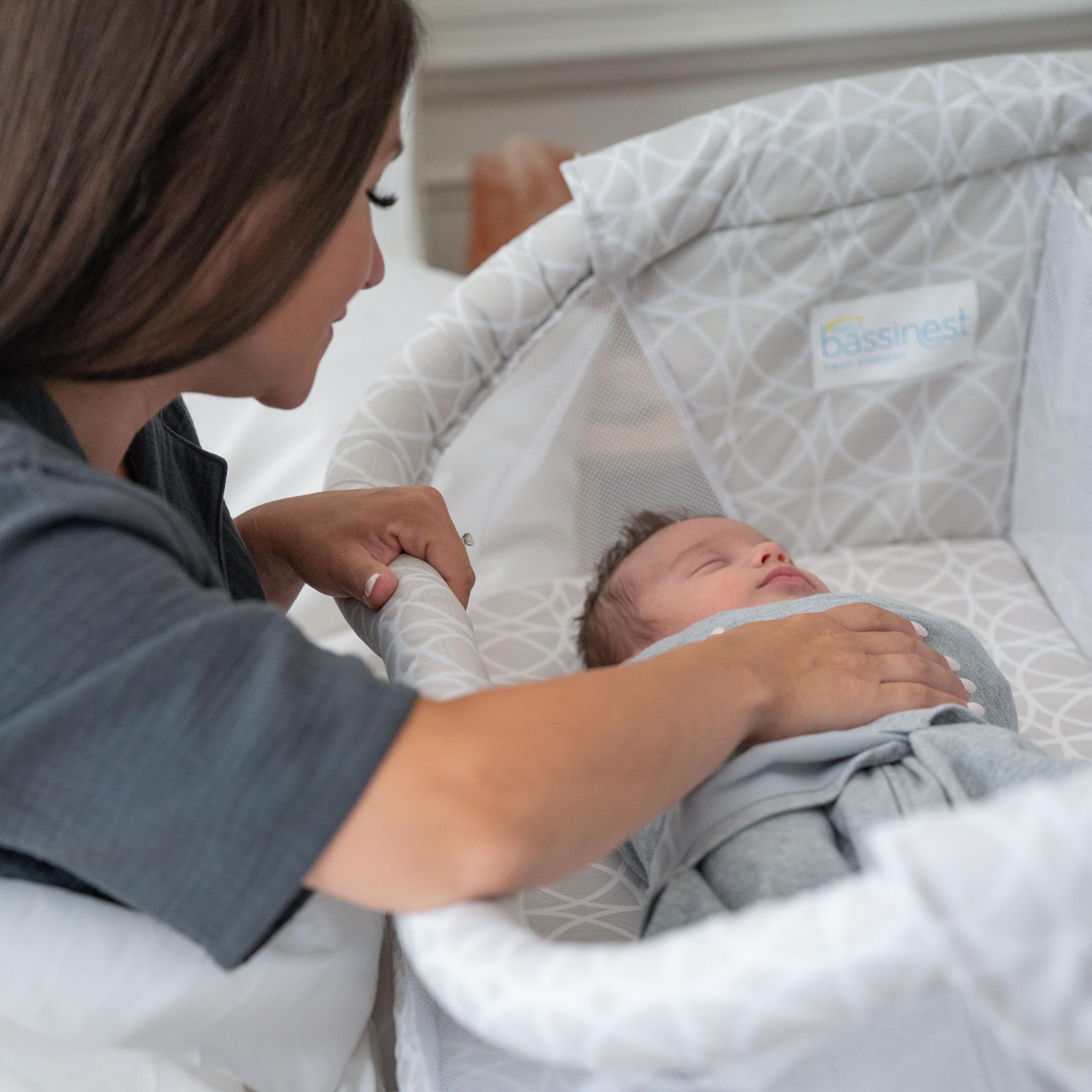 HALO BassiNest Twin Sleeper, Bedside Double Adjustable, Soothing Center with