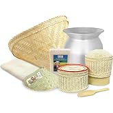 PANWA Sticky Rice Deluxe Value Savings Set - Includes Steamer Pot, Handcrafted Bamboo Wing Basket & Lid, 24” Grade 90 Cheesec