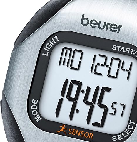 Beurer PM18 - Pulsómetro sin correa pectoral, medidor de ritmo cardíaco, sensor de actividad multidimensional calcula el número de pasos, alarma ritmo ...