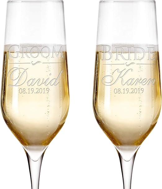 Custom Engraved Champagne Flutes For Wedding Toasting Glasses For Mr And Mrs 730792973762 Ebay