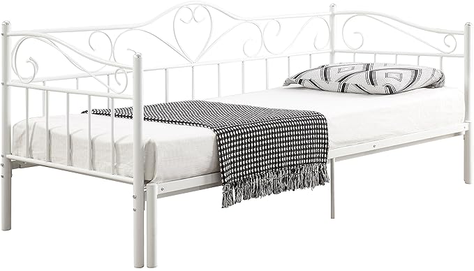 Atlantic Home Collection SINA erweiterbares Tagesbett, Metall, Weiß, 94 x 208 x 97 cm
