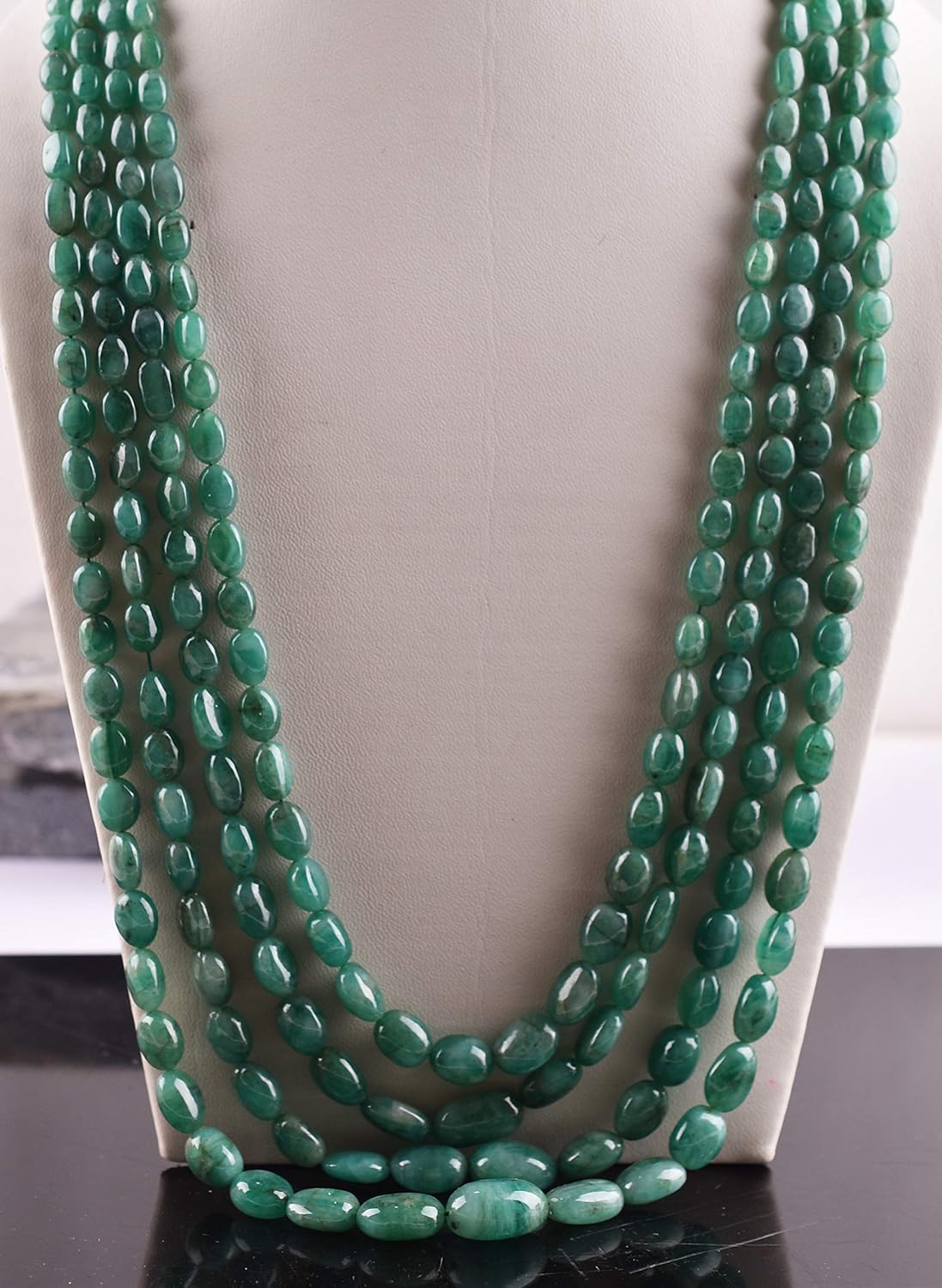Natural Green Emerald Beads Necklace,Oval Shape Beads Stone