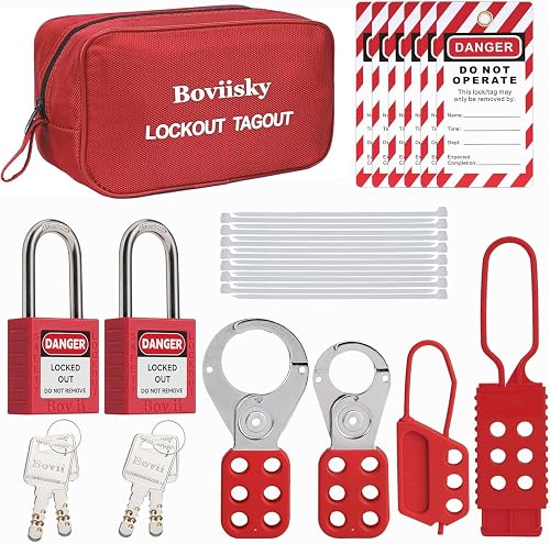 Lockout Tagout Kit with Red Safety Padlocks, Hasps Set, Loto Tags ...
