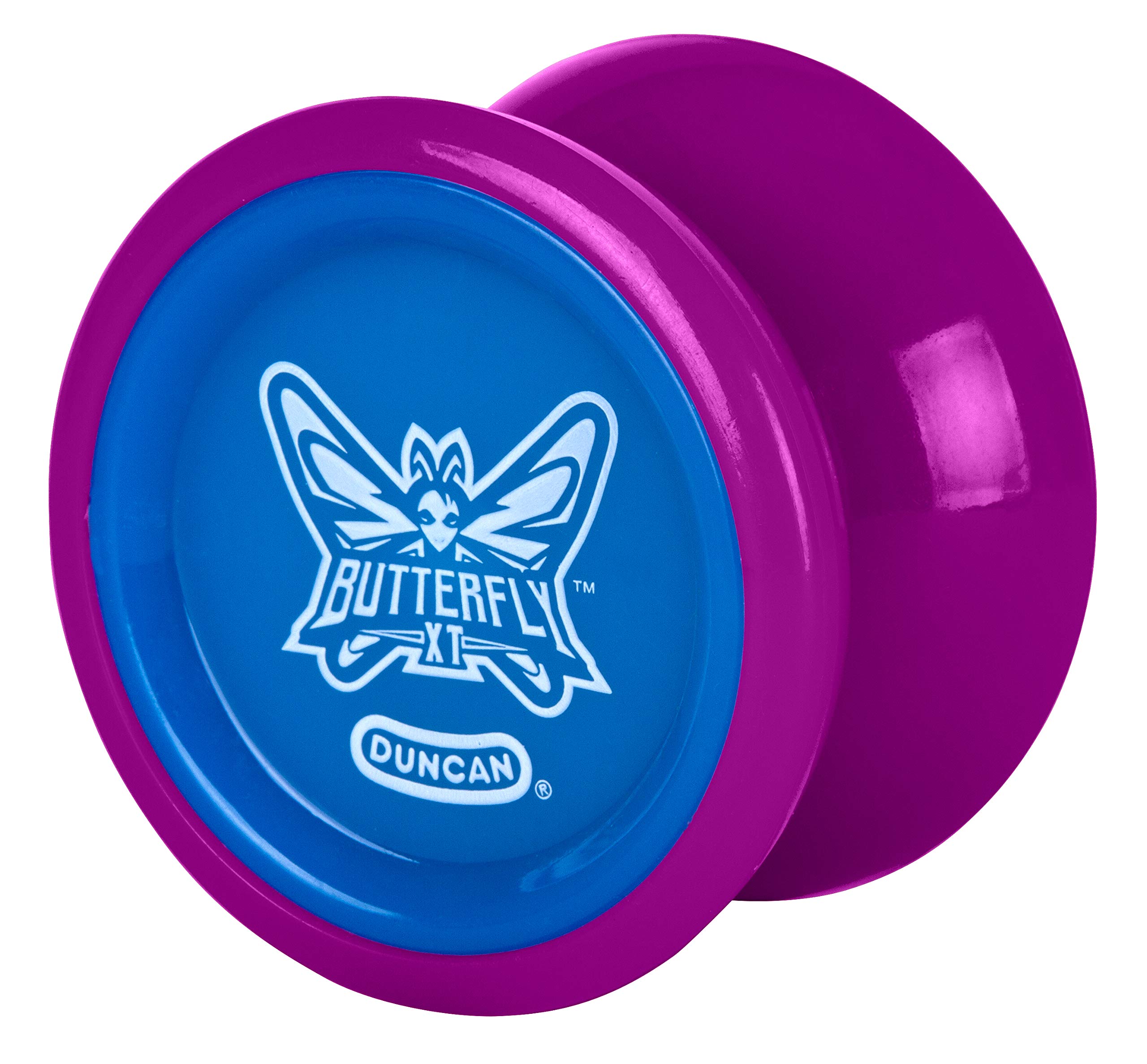Duncan Toys Butterfly XT Yo-Yo with String, Ball Bearing Axle and Plastic Body, String Trick Yo-Yo, Purple with Blue Cap