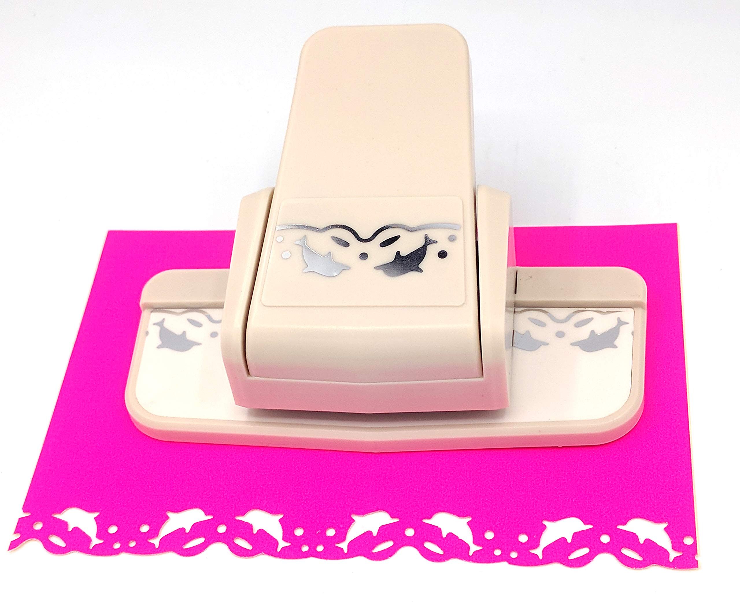 Kucaa Handmade Scrapbooking Edge Puncher Fancy Border Punch S Heart Dolphin Design DIY Paper Cutter (Dolphins) — image 1