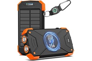 BLAVOR Solar Power Bank 10,000mAh, Wireless Portable Charger, 20W Fast Charging External Battery Pack with USB C for Cell Pho