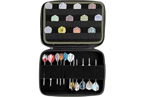 JuxYes Hard Shell Dart Case Holder Storage Organizer for Steel Tip and Soft Tip Darts, Large Capacity 18 Darts Carrying Bag F