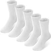OLIKER Kids Socks, 5 Pairs Unisex Kids Youth Boys Girls Crew Combed Cotton Breathable Athletic Socks Navy Blue White