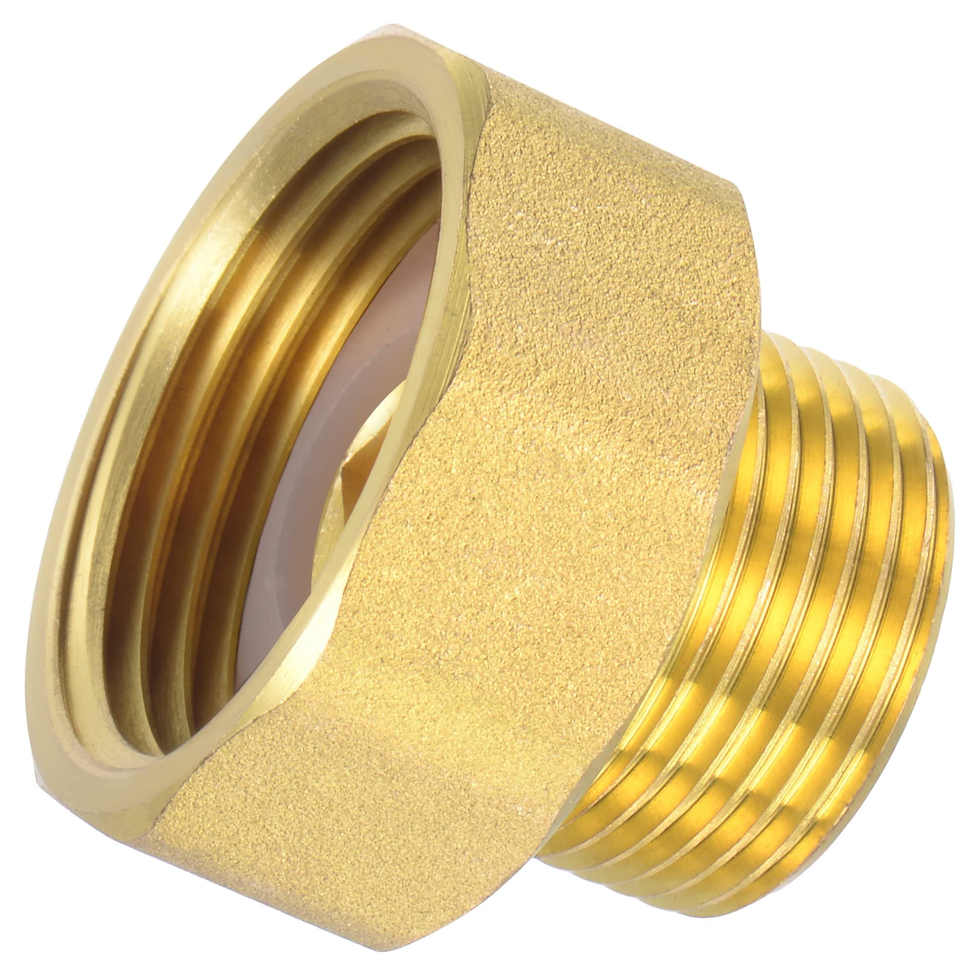 MACHSWON Brass Pipe Fitting Water Meter Coupling G1 Female x G3/4 Male Thread Hex Connector Adapter 31mm Length