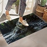 Realistic Alligator Indoor Doormat, Non-Woven Fabrics Non Slip Floor Mat 17x29.5 in Area Rug Quick Absorbent Entrance Rug Front Door Mat, Welcome Mats Entryway Rug Doormats for Kitchen Home Bedroom