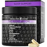 Formulation Factory The Night Before Magnesium Glycinate Sleep Aid, 10-in-1 Sleep Supplement with Melatonin 4mg, L-Theanine, Lemon Balm, Tart Cherry, Relaxation, Recovery, Sleep Support, 120 Capsules