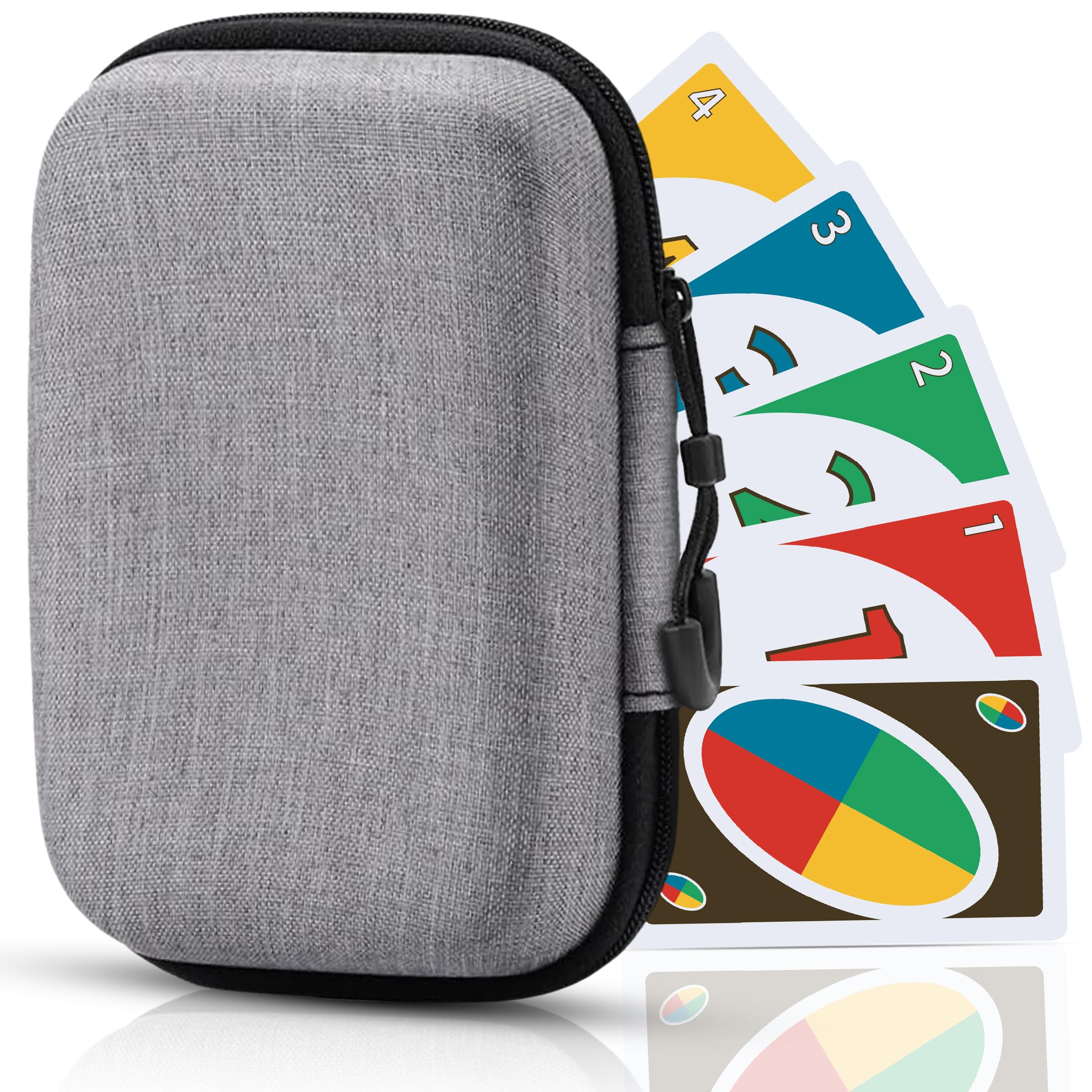 mwellewm Playing Cards Case, Case for UNO, Durable and Portable Storage Box for Standard Size Cards (Grey)