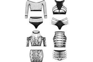 Women's Fishnet Lingerie Lace Bodysuits Mesh Babydoll