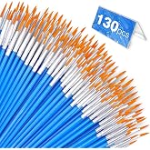 AROIC Small Paint Brushes Bulk,130pcs Nylon Hair Round Detail Brushes | Classroom Model Oil Watercolor Face Acrylic Painting,Paint Brushes Professional Artist and Kids Painting Kits