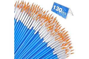 AROIC Small Paint Brushes Bulk,130pcs Nylon Hair Round Detail Brushes for Classroom Model Oil Watercolor Face Acrylic Painting,Acrylic Paint Brushes Professional Artist and Kids Painting Kits