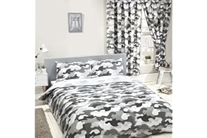 Price Right Home Grey Army Camouflage Reversible UK Double/US Full Unfilled Duvet Cover and Pillowcase Set