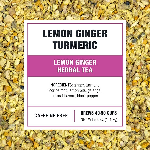 TIESTA TEA – LEMON GINGER TURMERIC, LOOSE LEAF, LEMON GINGER HERBAL TEA, PREMIUM BLEND, NON CAFFEINATED HERBAL, MAKE HOT OR ICED & BREWS UP TO 50 CUPS, 5 OUNCE REFILLABLE TIN