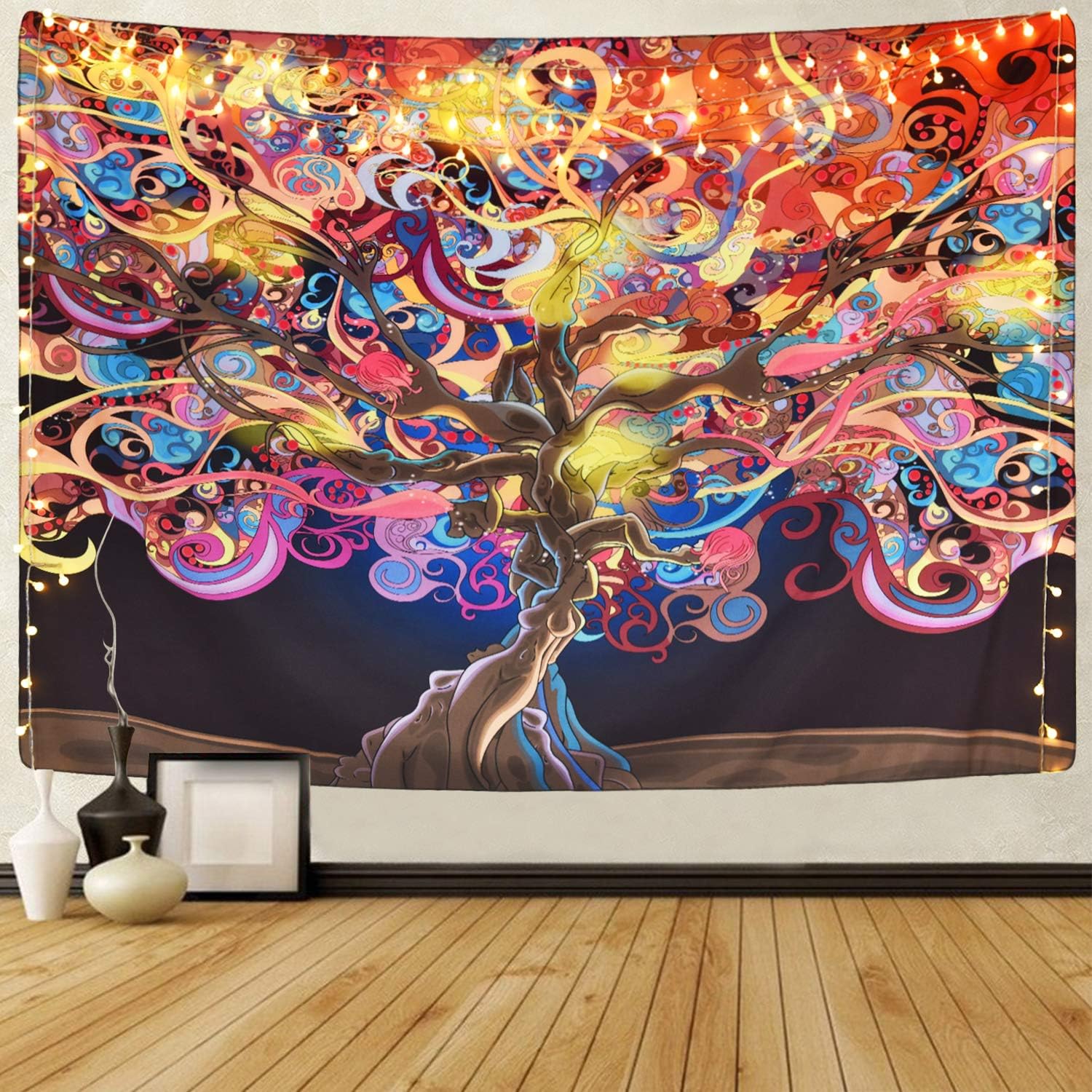 Sevenstars Magical Tree Tapestry Glowing Colorful Tree Tapestry Mysterious Fantasy Tree Tapestry Tree of Life Tapestry Bohemian Tapestry for Room
