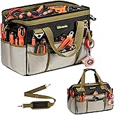 16.5-Inch Heavy Duty Tool Bags for Men, 32-Pocket Large Tool Organizer Storage, 1680D Oxford Tool Bag with Adjustable Shoulde