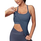 MathCat Workout Tank Tops for Women with Built in Bra, Sleeveless Gym Tops Seamless Racerback Athletic Yoga Shirts