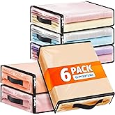 SpaceWhisper 6 Pack Clear Storage Bags, Plastic Blanket Storage Bags with Zipper and Handle, Moving Bags for Comforter, Bedding & Clothes, Closet Organizer and Under Bed Storage (15.7x13.8x3.9 Inch)