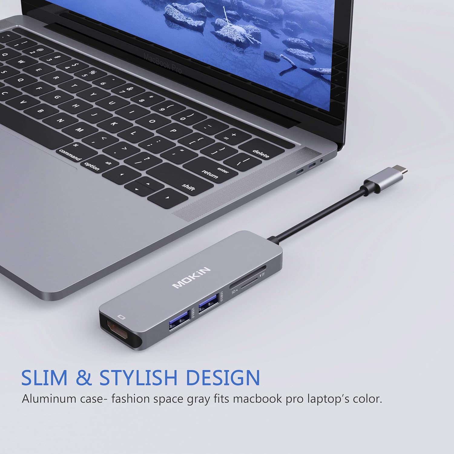 USB C Hub HDMI Adapter for MacBook Pro 2019/2018/2017, MOKiN 5 in 1 Dongle USB-C to HDMI, Sd/TF Card Reader and 2 Ports USB 3.0 (Space Gray): Computers & Accessories