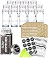 SWOMMOLY 14 Glass Spice Jars with 268 Spice Labels, Chalk Marker and Funnel Complete Set. 14 Square Glass Jars 4OZ, Airtight Cap, Pour/sift Shaker Lid